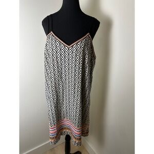Skies Are‎ Blue Womens XL Sleeveless Black White Geometric Print Dress